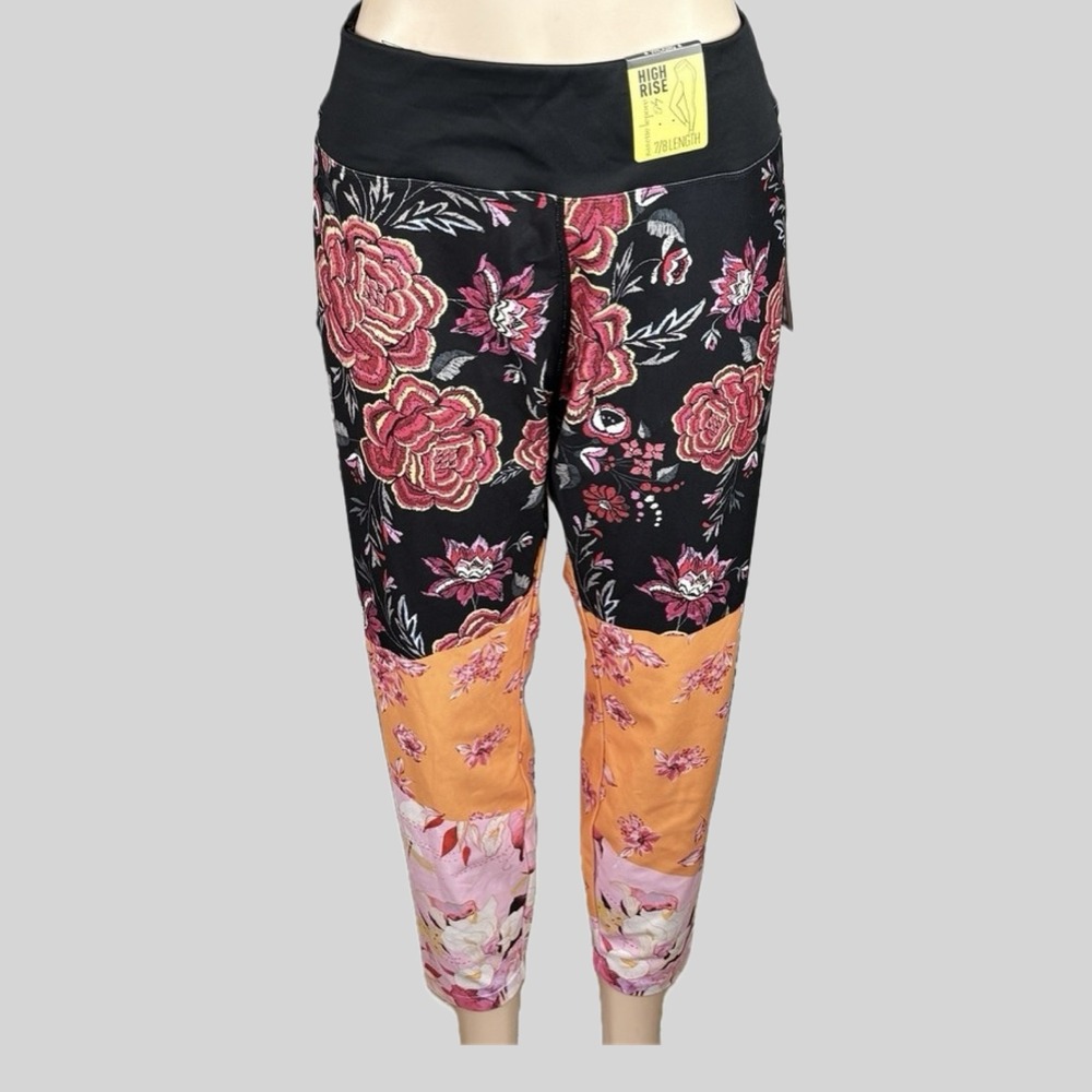 Nanette Lepore 3X Mixed Floral High Rise Compression Ankle Performance Leggings